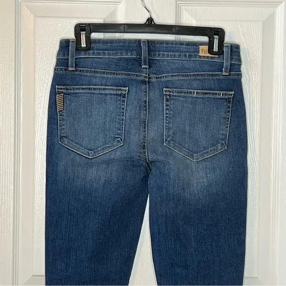 ⭐️ NWOT Paige Verdugo Ankle Ripped Knees Stretch Jeans Low Rise Size 28