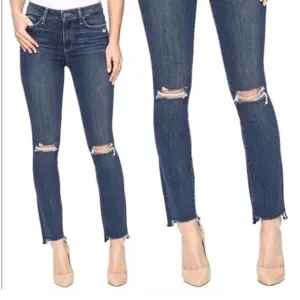 ⭐️ NWOT Paige Verdugo Ankle Ripped Knees Stretch Jeans Low Rise Size 28