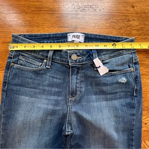 ⭐️ NWOT Paige Verdugo Ankle Ripped Knees Stretch Jeans Low Rise Size 28