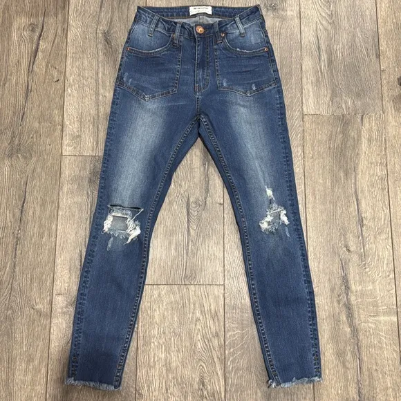 • One Teaspoon • Women’s High Waist Freebird 2 JeansDistressed Bonnie Blue 26
