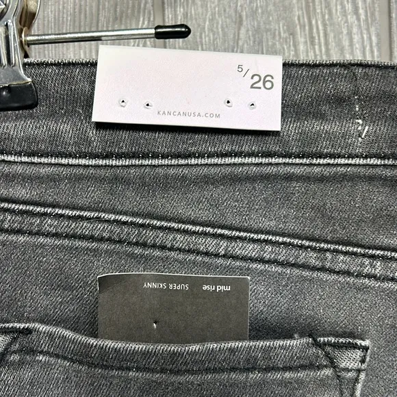 5/26 KanCan Dark Gray Distressed Skinny Jeans NWT