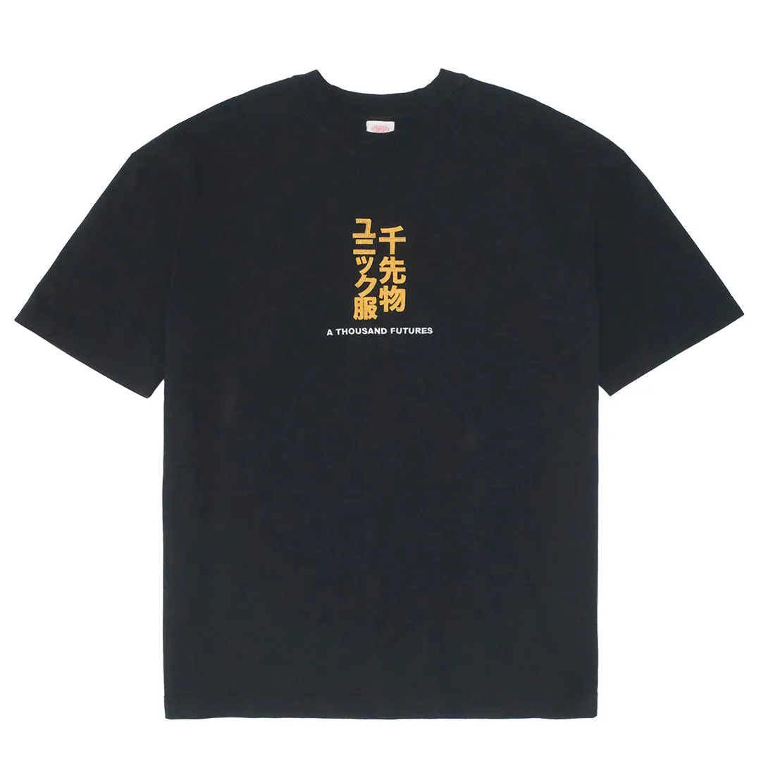 A Thousand Futures 'Tokyo' Embroidered Tee - Black