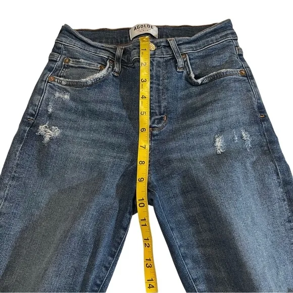 AGOLDE Distressed High Rise Ankle Crop Jeans 25 Distressed Destroyed 25