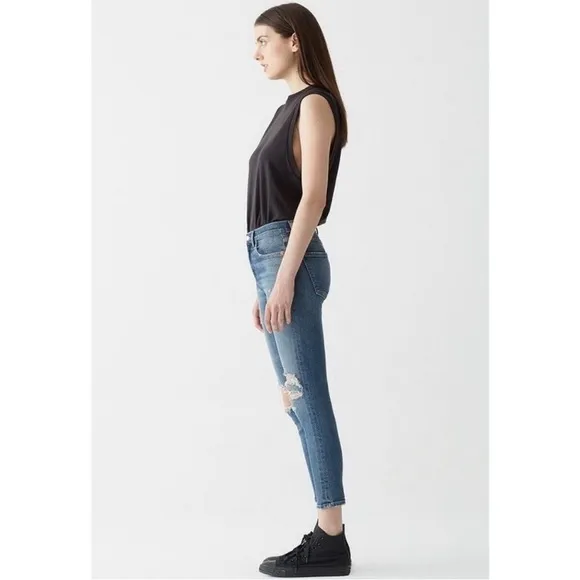 AGOLDE Distressed High Rise Ankle Crop Jeans 25 Distressed Destroyed 25