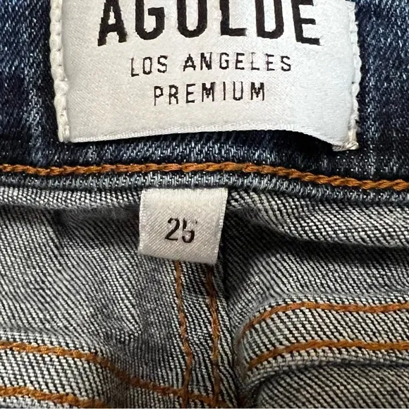 AGOLDE Distressed High Rise Ankle Crop Jeans 25 Distressed Destroyed 25