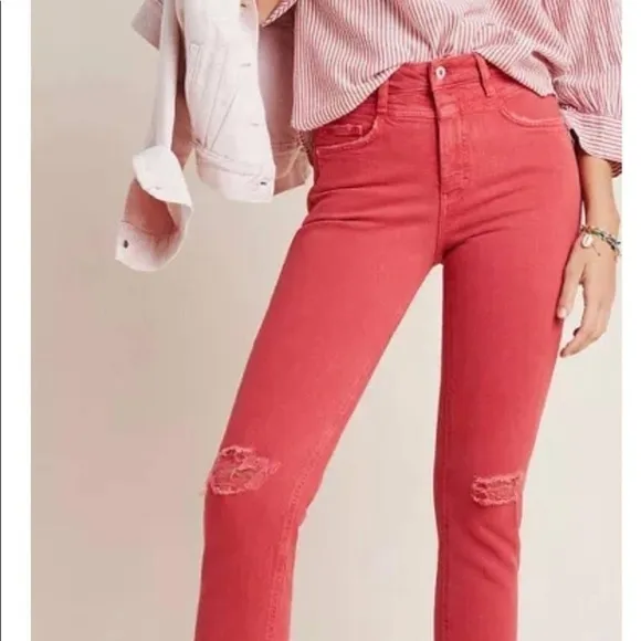 𝅺ANTHROPOLOGIE High-rise Red Jeans