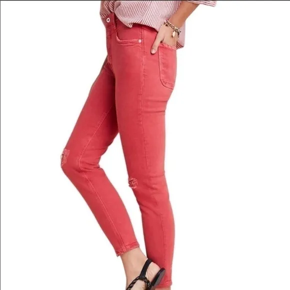 𝅺ANTHROPOLOGIE High-rise Red Jeans