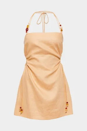 Antonia Beaded Mini Dress in Light Tan