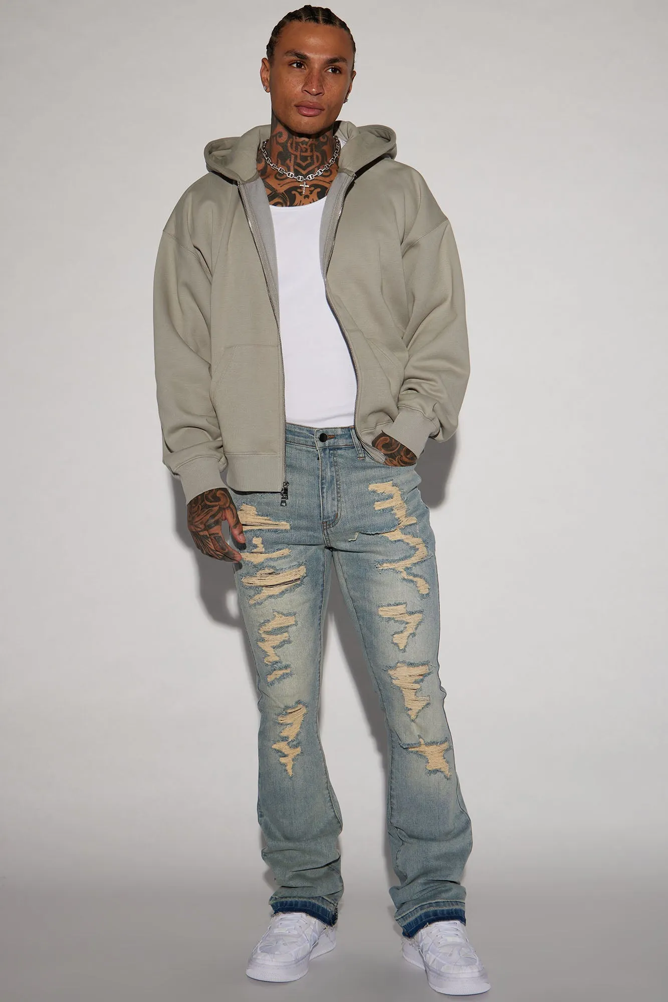 Anytime Stacked Skinny Flare Jeans - Vintage Blue Wash