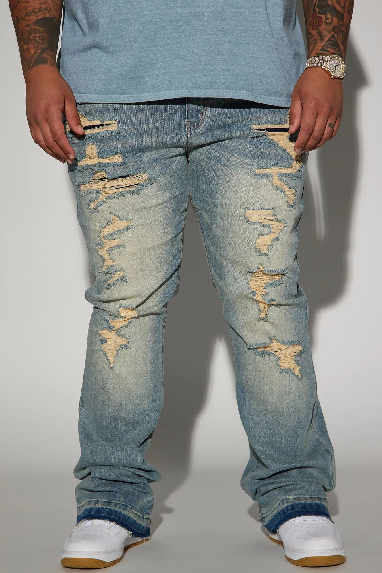 Anytime Stacked Skinny Flare Jeans - Vintage Blue Wash