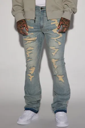 Anytime Stacked Skinny Flare Jeans - Vintage Blue Wash