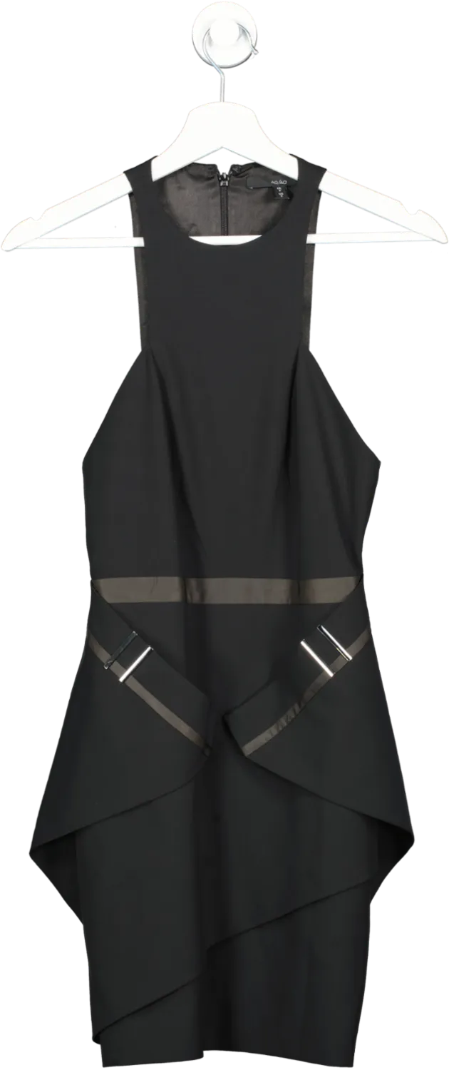 AQ/AQ Black High Neck Mini Dress UK 6