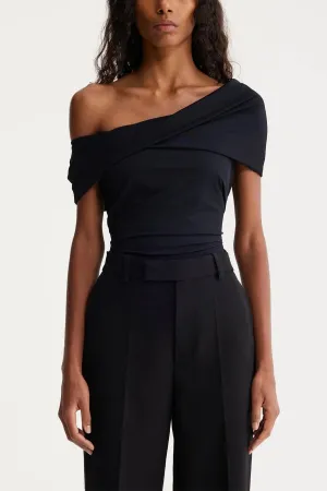 Asymmetrical Off Shoulder Top in Noir
