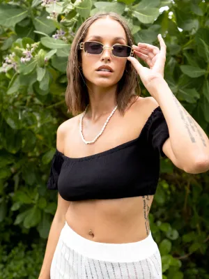 Back Smocked Detail Crop Top