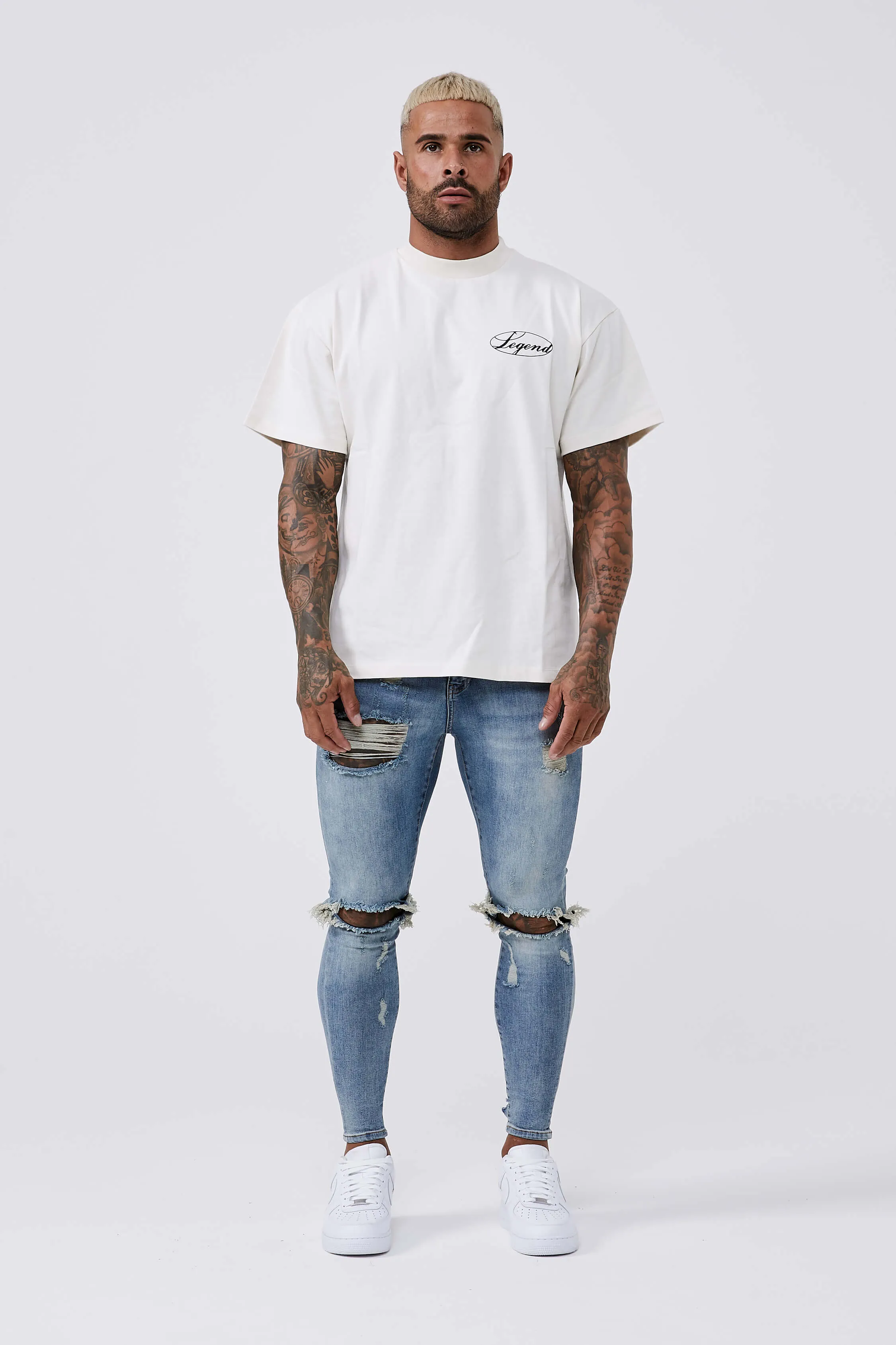 BADGE OVERSIZED T-SHIRT - CREAM