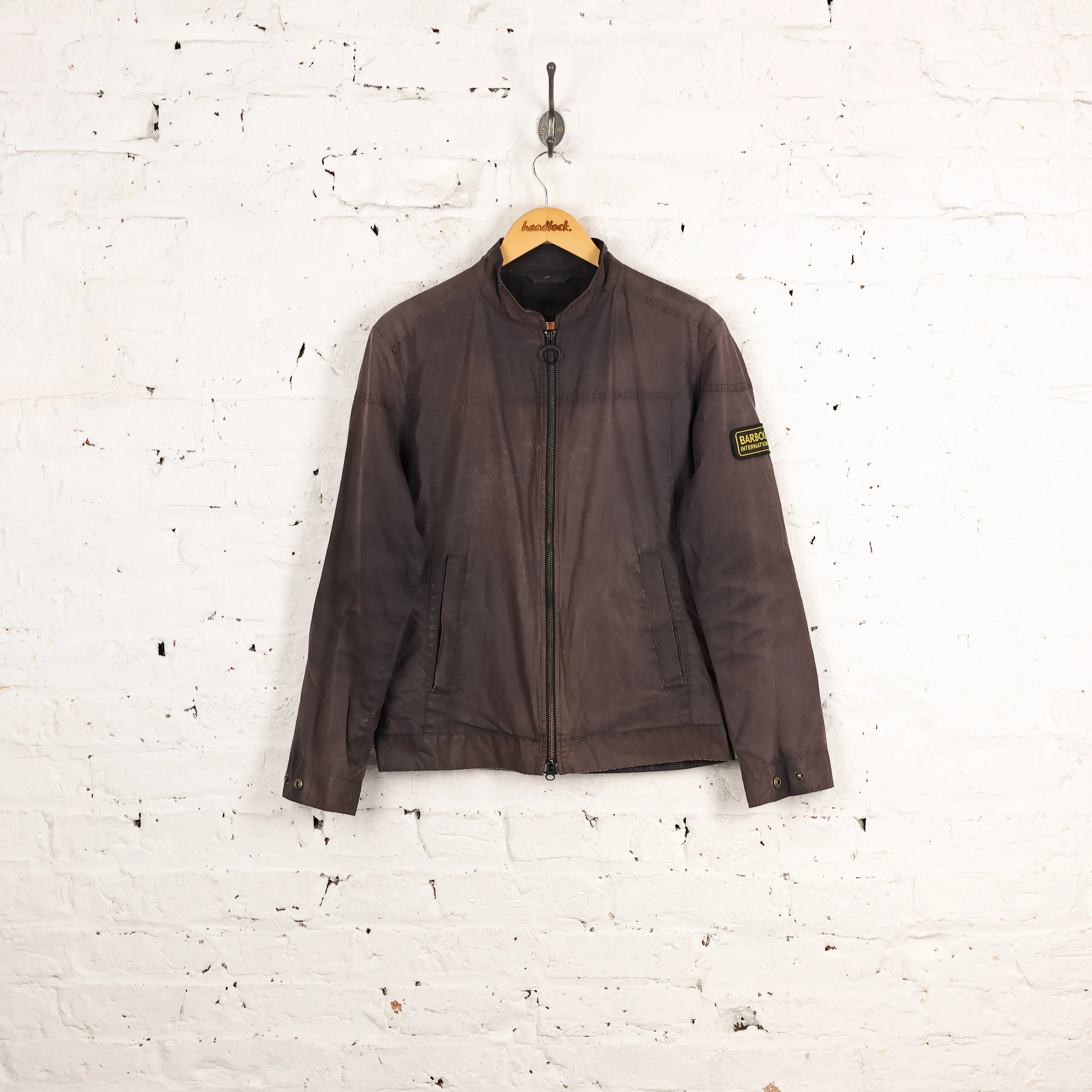 Barbour International Cager Casual Wax Bomber Jacket - Brown - M