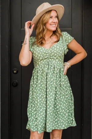 Better By Myself Floral Dress- Sage & Ivory