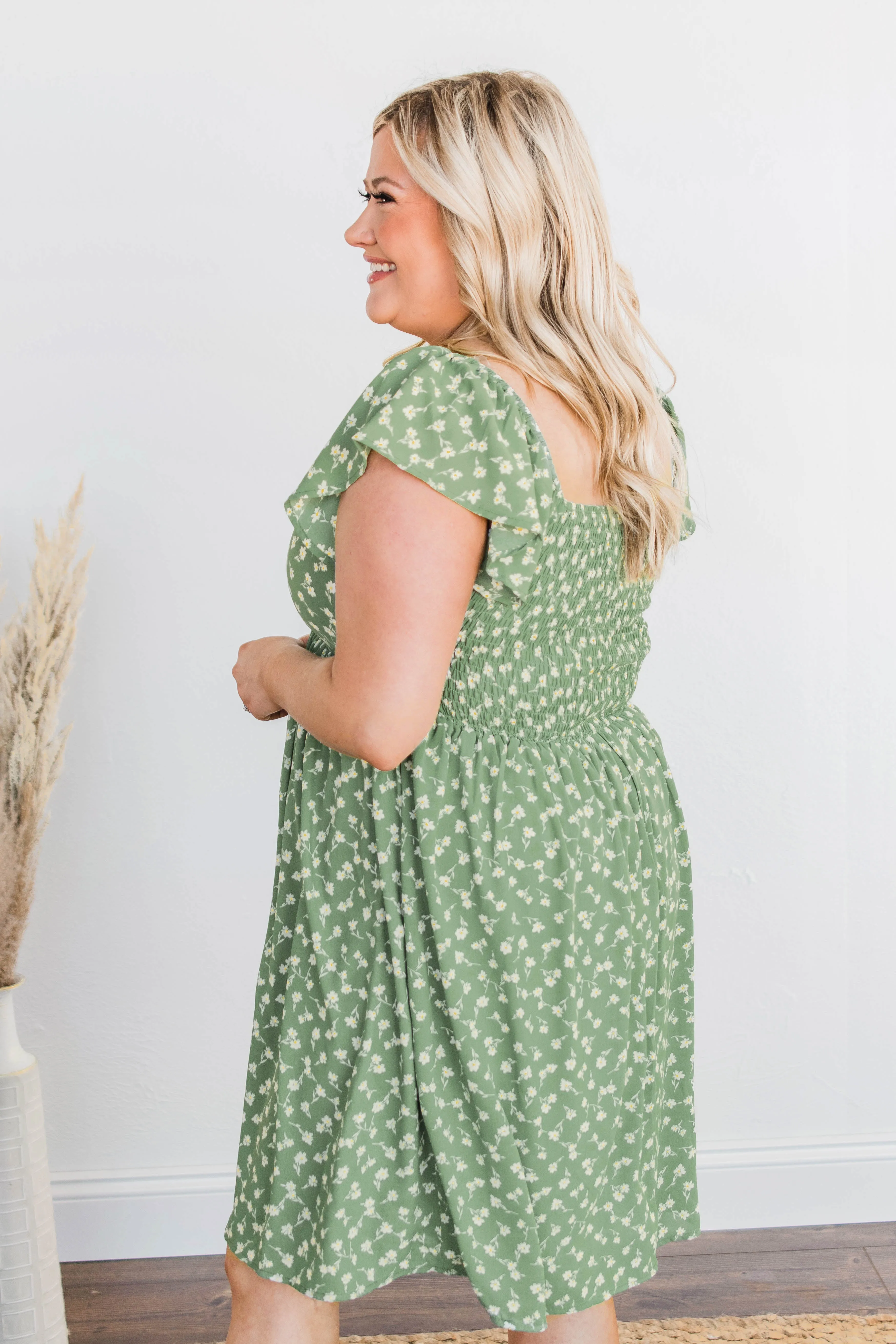 Better By Myself Floral Dress- Sage & Ivory
