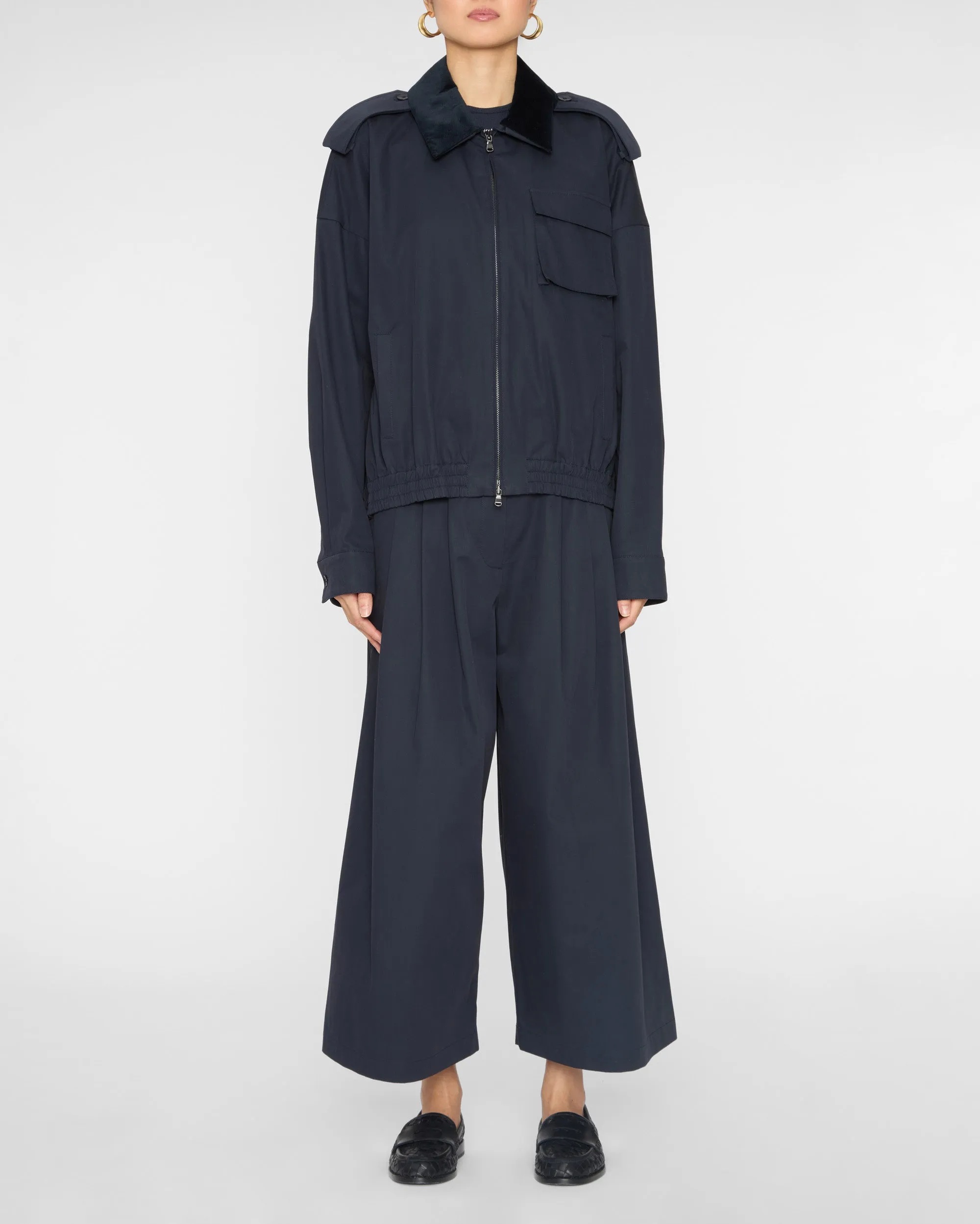 Bio Twill Bomber Jacket with Removable Corduroy Collar