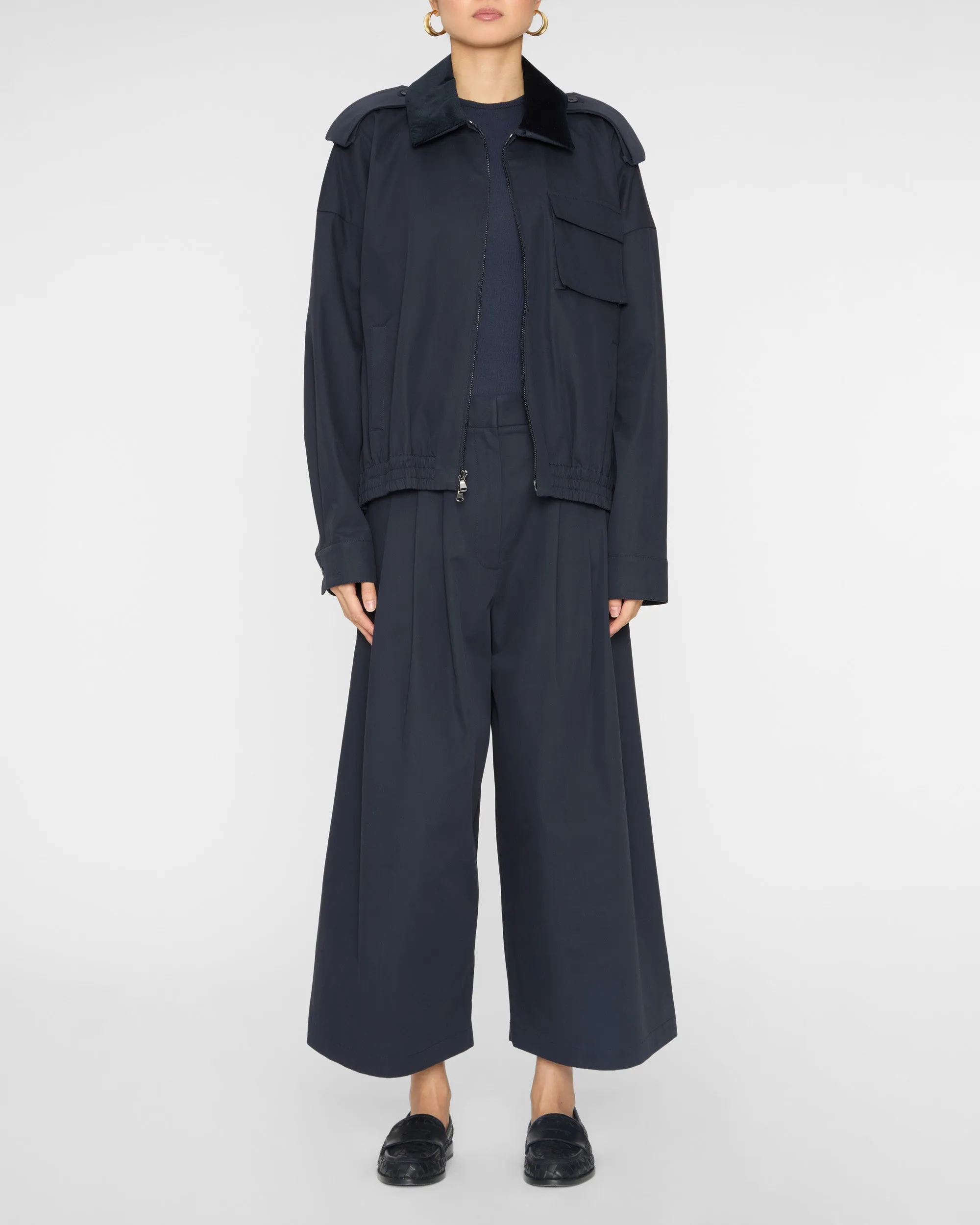 Bio Twill Bomber Jacket with Removable Corduroy Collar