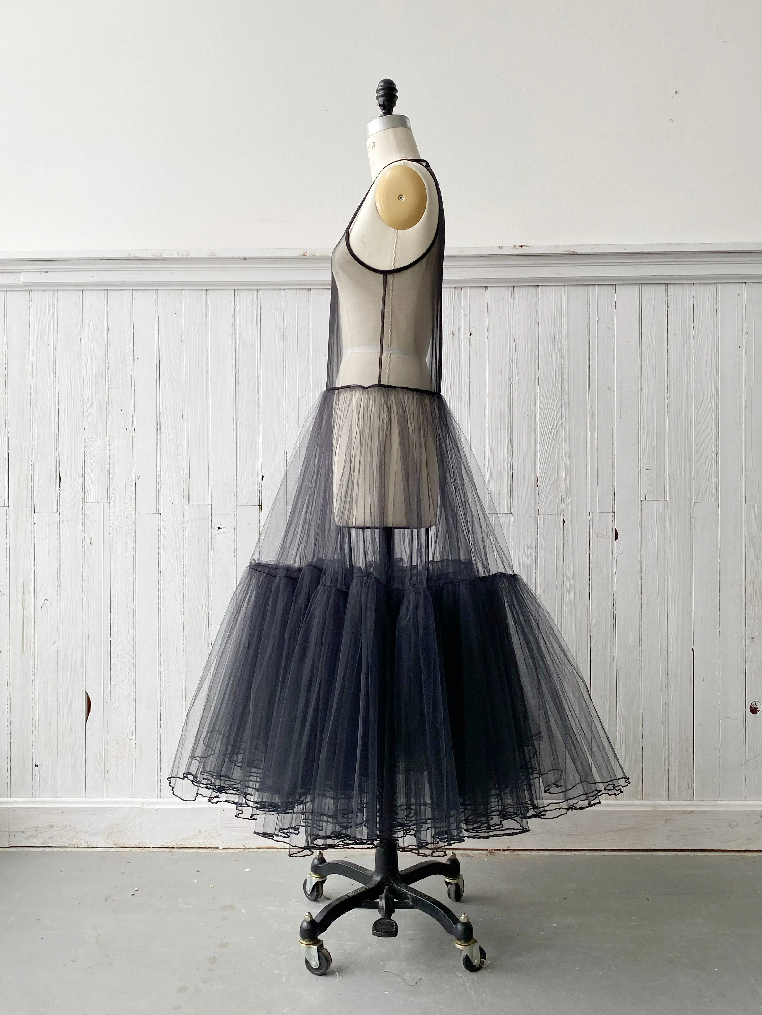 black crinoline slip dress