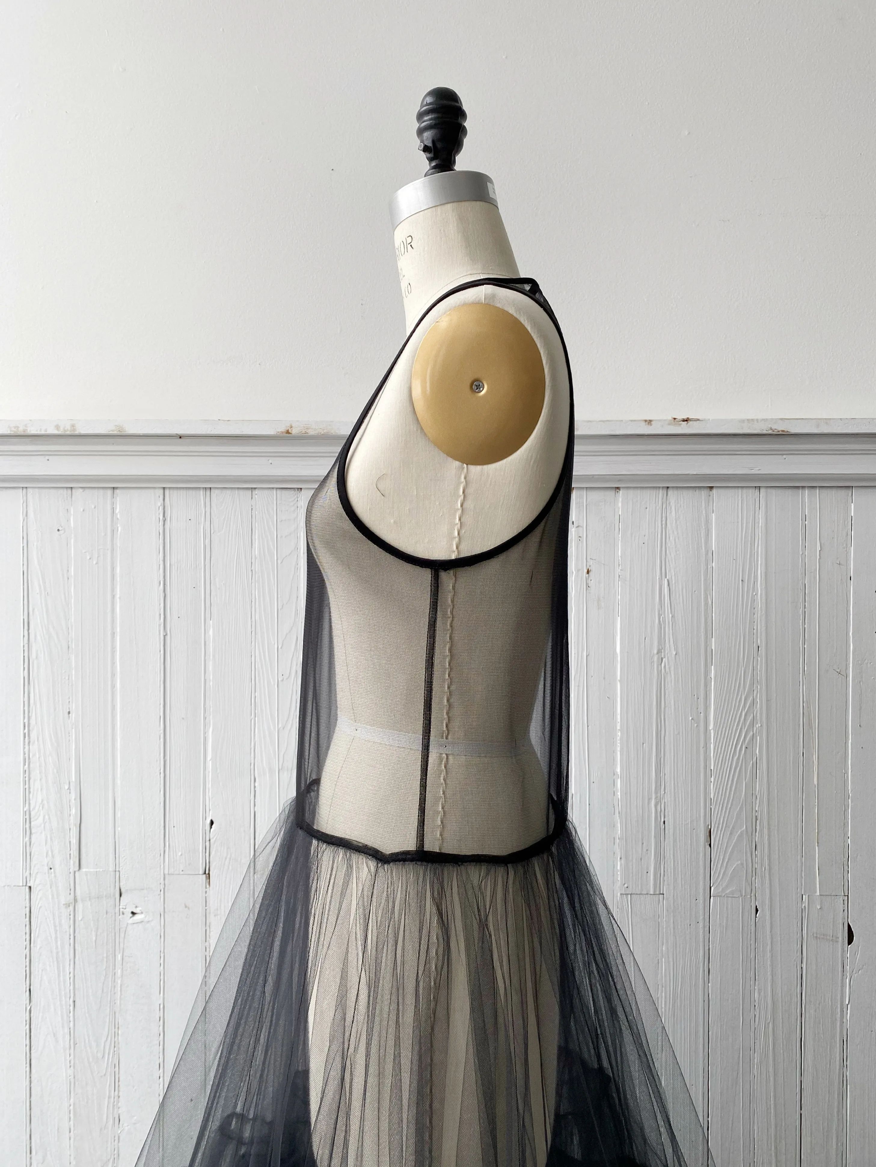 black crinoline slip dress