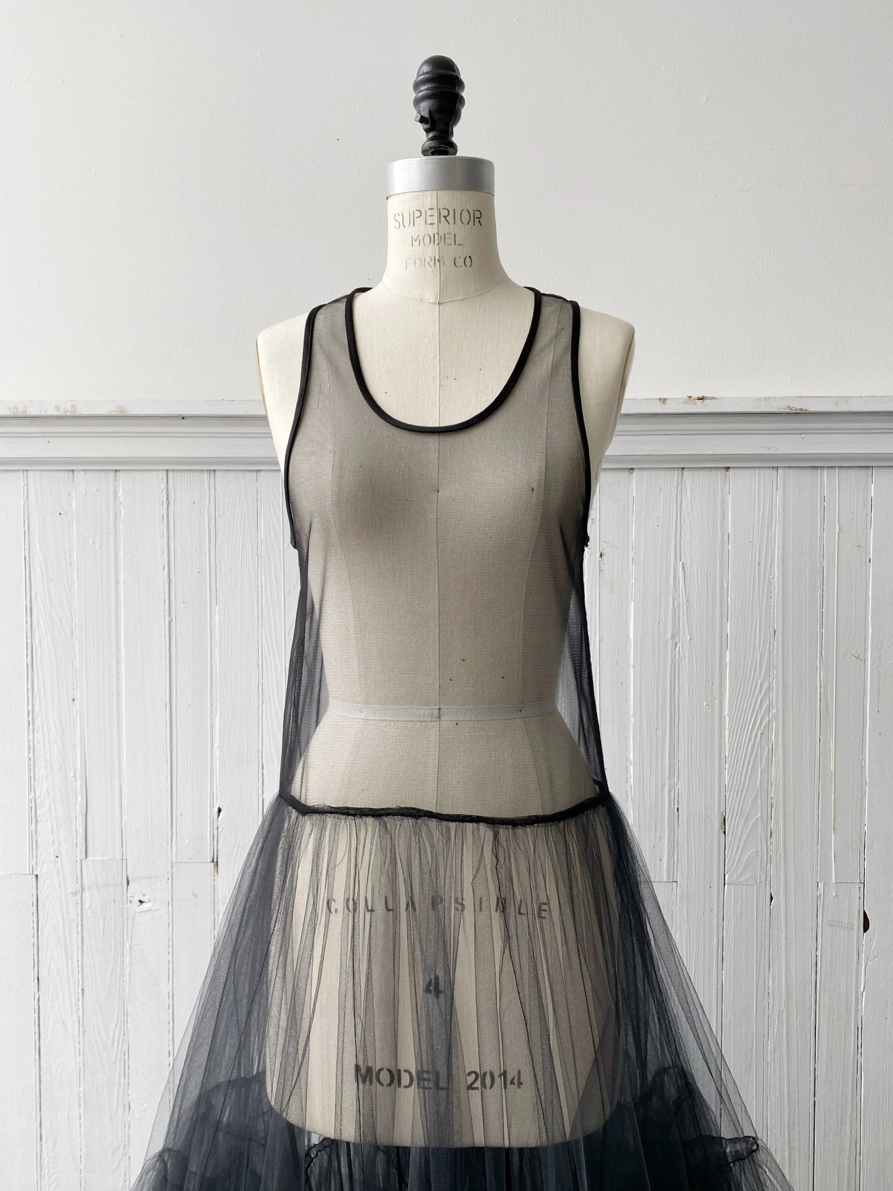 black crinoline slip dress