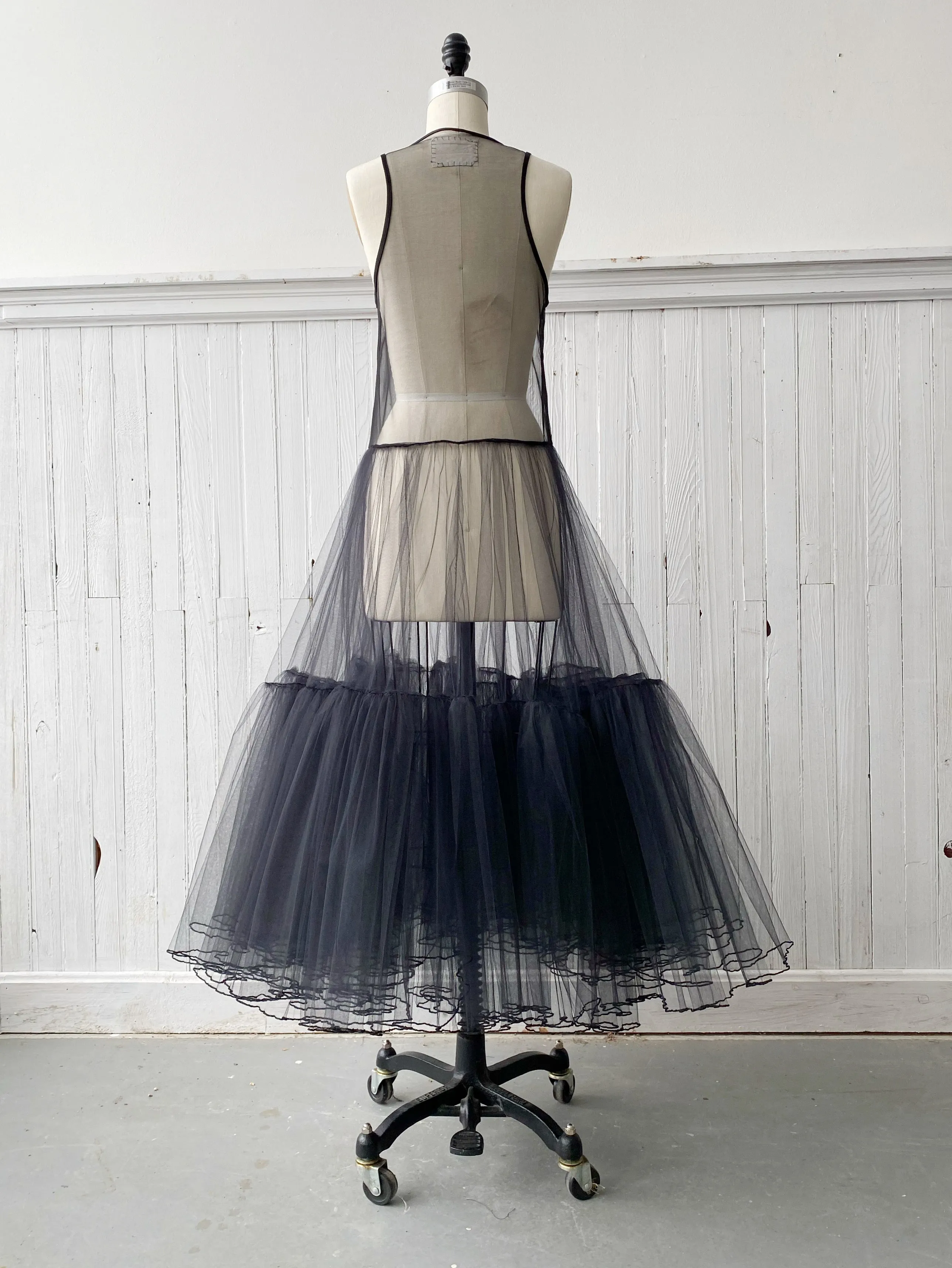 black crinoline slip dress