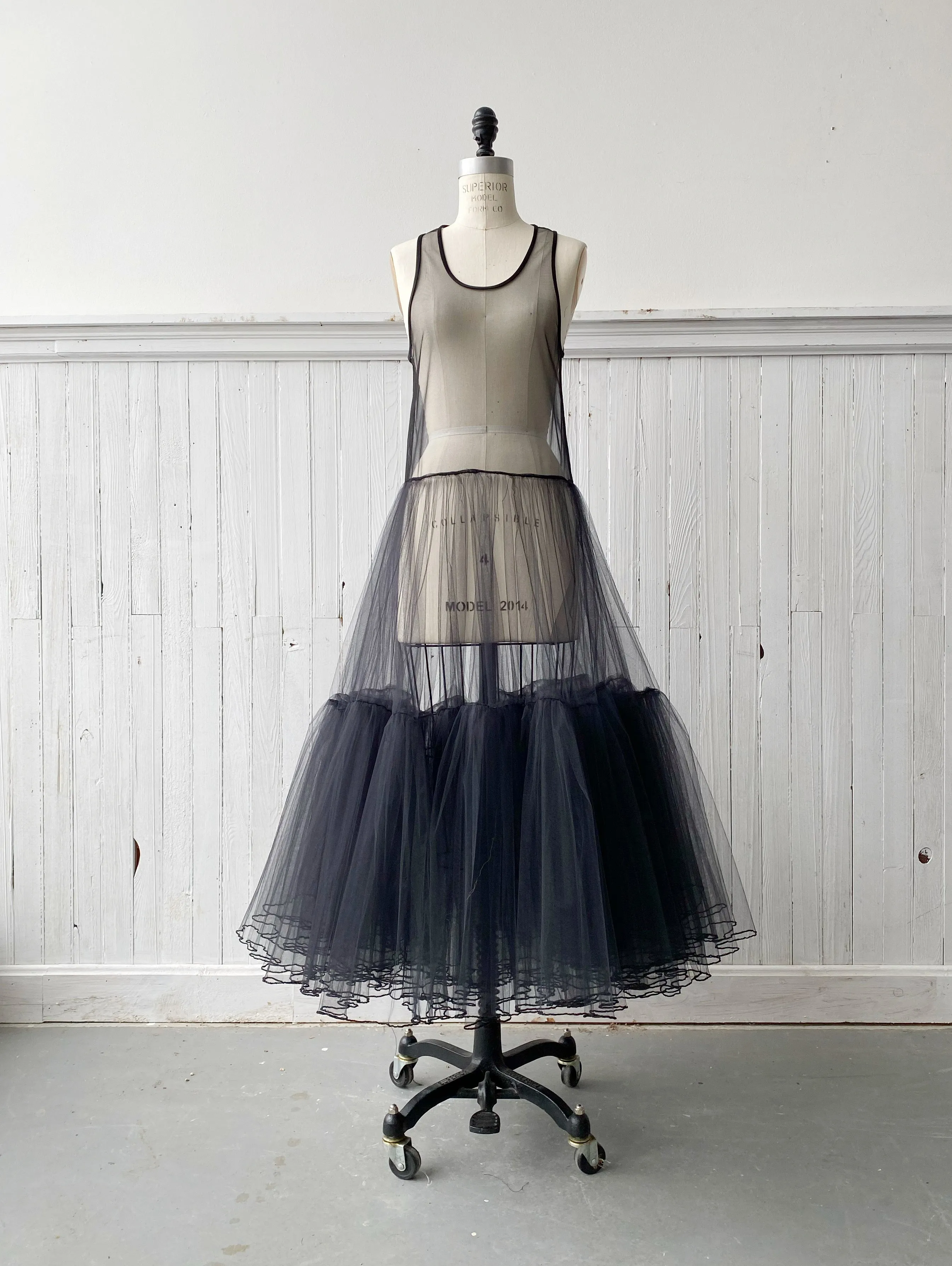 black crinoline slip dress