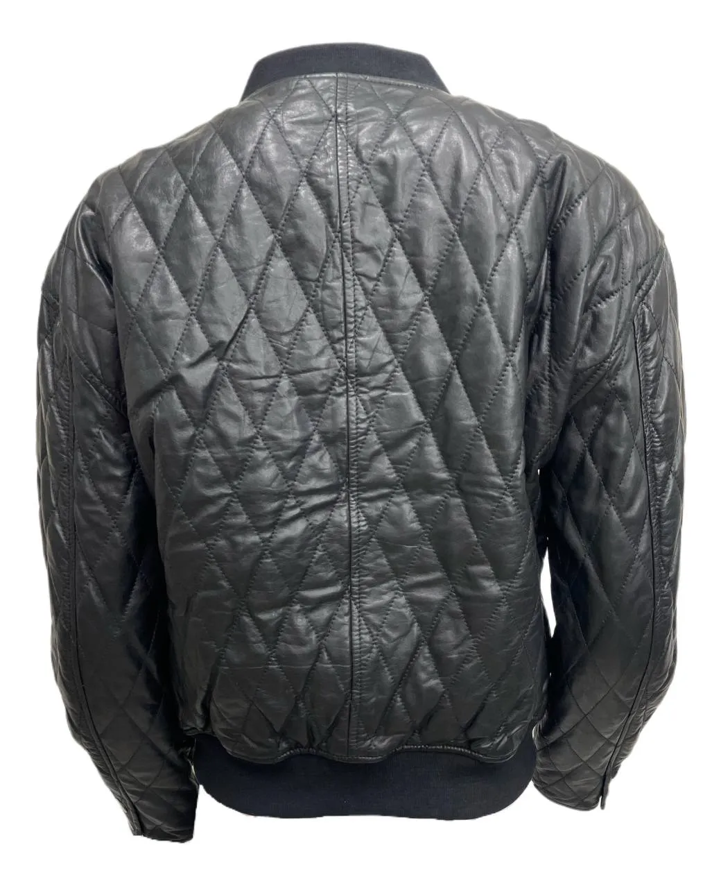 BLK DNM Women's Black Quilted Leather Bomber Jacket 72 Size Small NWT