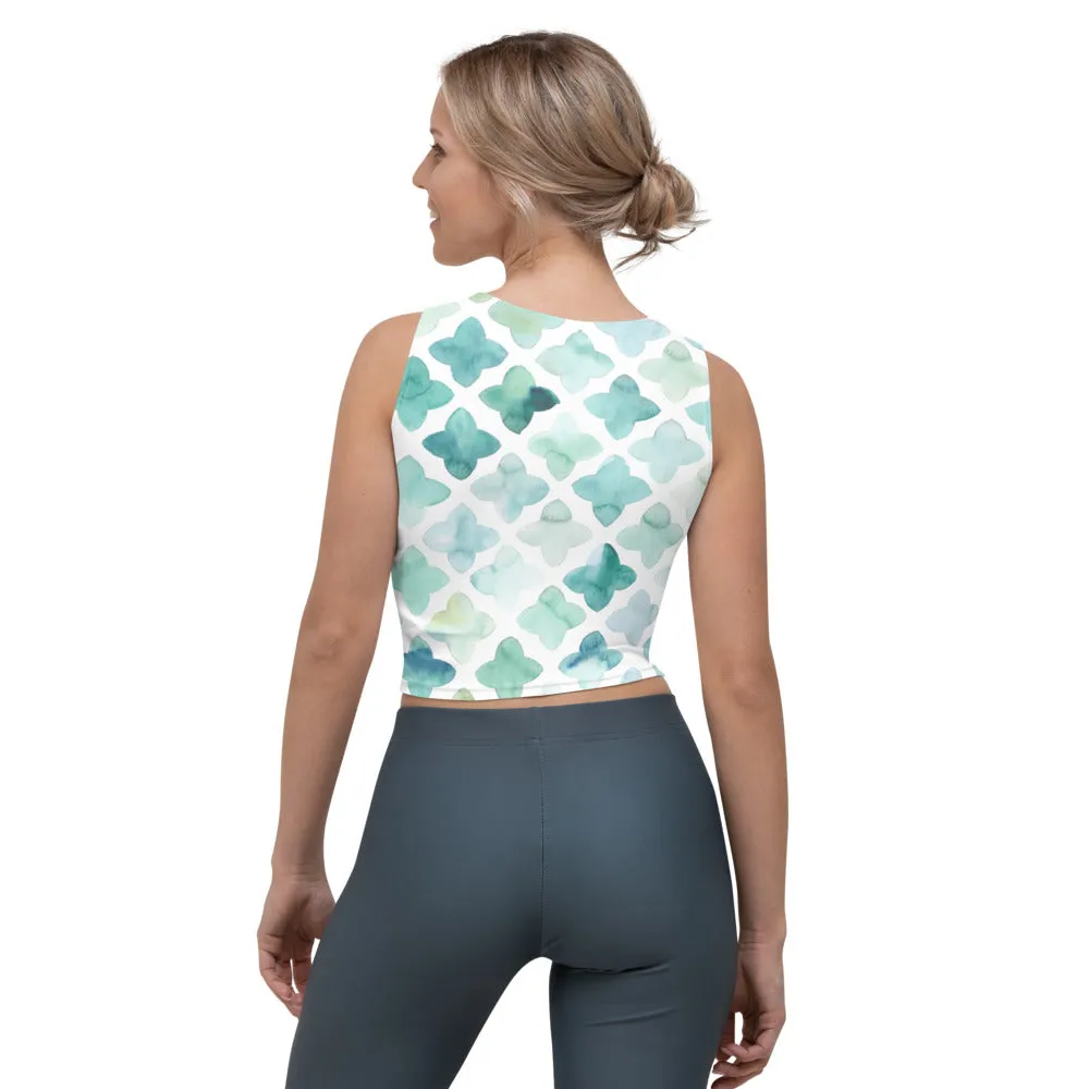 Blue and Green Watercolor - Crop Top