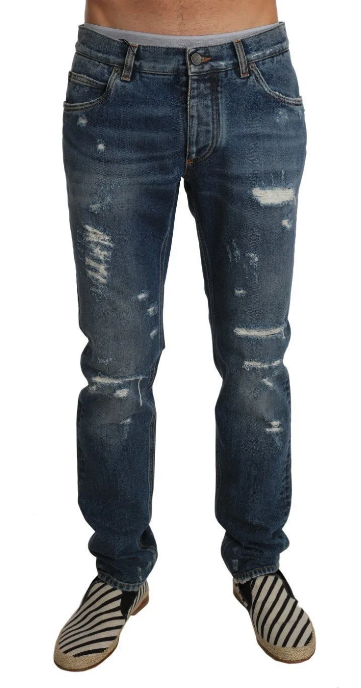 Blue Denim CLASSIC Ripped Regular Jeans Pants