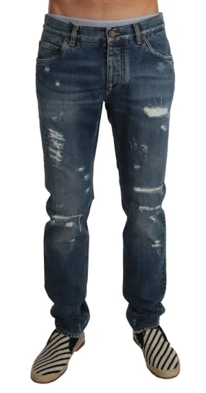Blue Denim CLASSIC Ripped Regular Jeans Pants