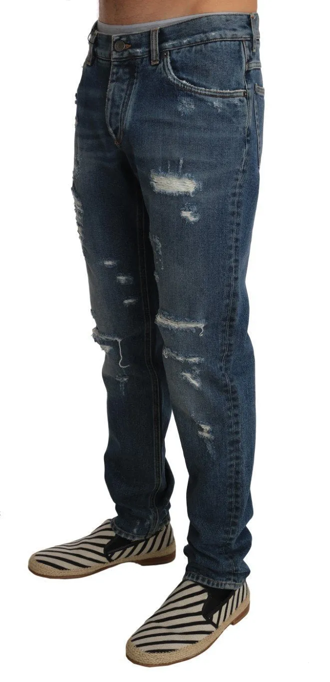 Blue Denim CLASSIC Ripped Regular Jeans Pants