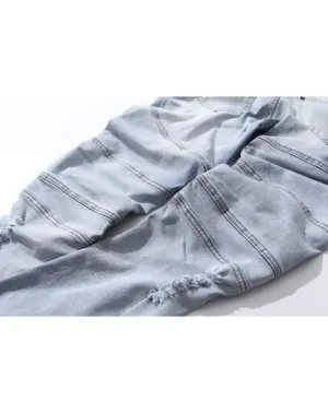Blue Stretch Biker Jeans