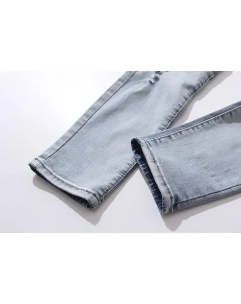 Blue Stretch Biker Jeans