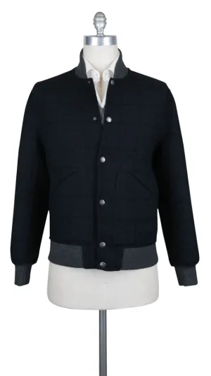 Brunello Cucinelli Navy Blue Reversible Bomber Jacket