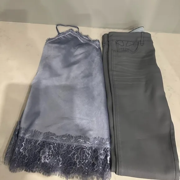 Bundle Jackets &amp; silky lace Top with Habitual  Skinny soft Jeans color Blue