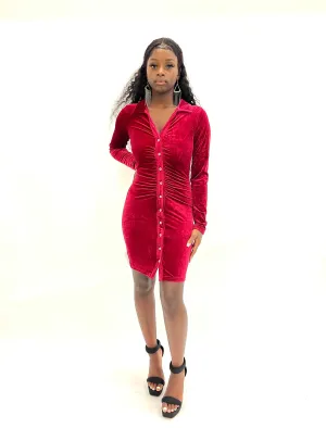 Burgundy Scrunched Dress