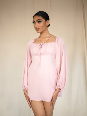 Bustier Detailed Balloon Sleeve Mini Dress