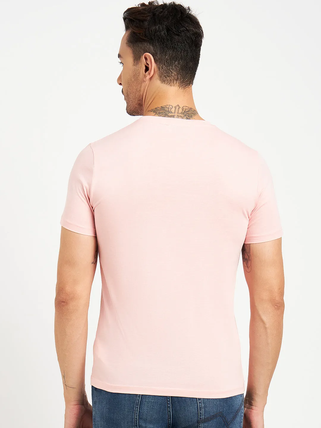 Camla Barcelona Graphic Print Peach Regular T-Shirt