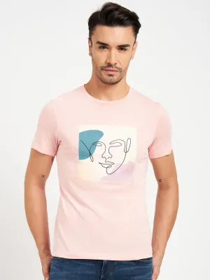 Camla Barcelona Graphic Print Peach Regular T-Shirt