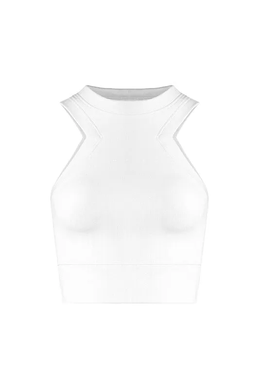 Carved Triangular Banded Crop Tank