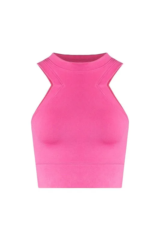 Carved Triangular Banded Crop Tank