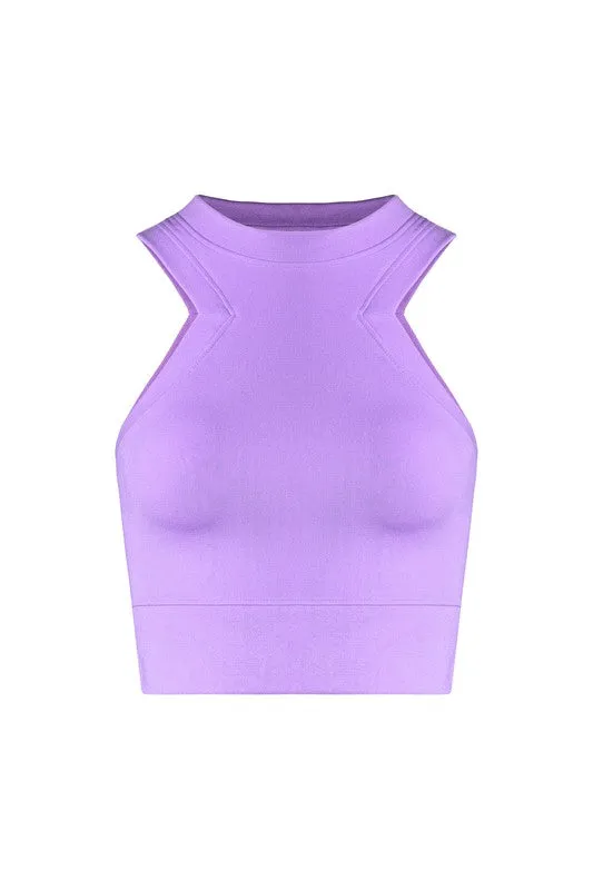 Carved Triangular Banded Crop Tank