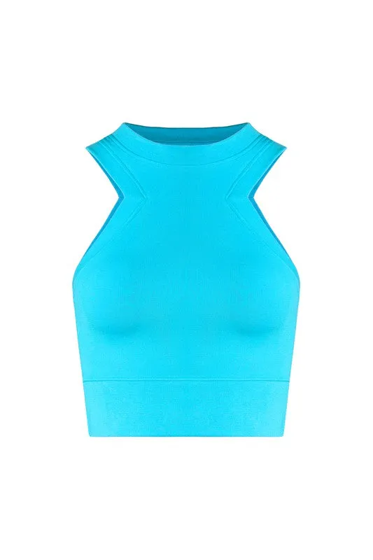Carved Triangular Banded Crop Tank