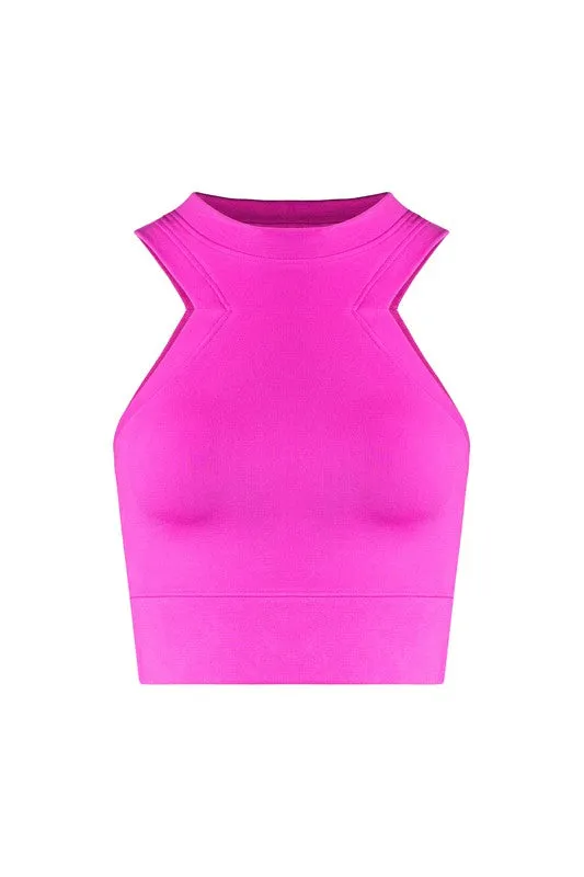 Carved Triangular Banded Crop Tank
