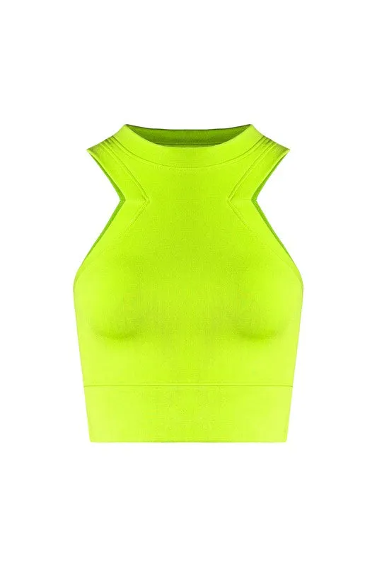 Carved Triangular Banded Crop Tank