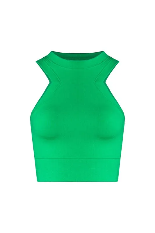 Carved Triangular Banded Crop Tank
