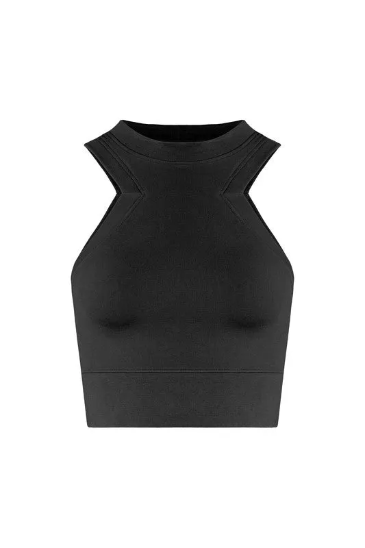Carved Triangular Banded Crop Tank